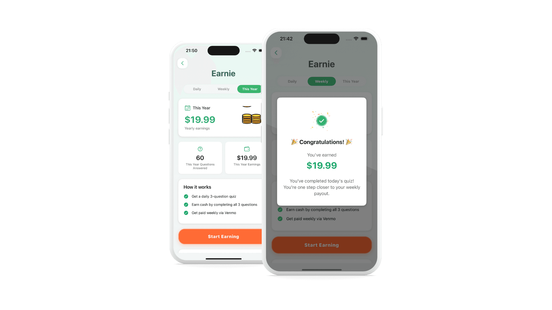 Earnie App Screenshots